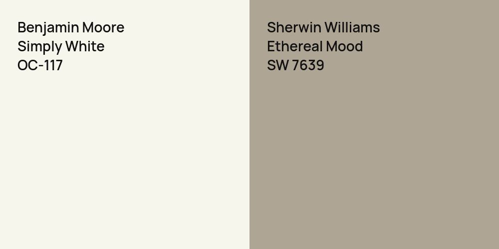 Benjamin Moore Simply White vs. Sherwin Williams Ethereal Mood