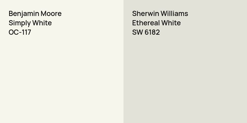 Benjamin Moore Simply White vs. Sherwin Williams Ethereal White