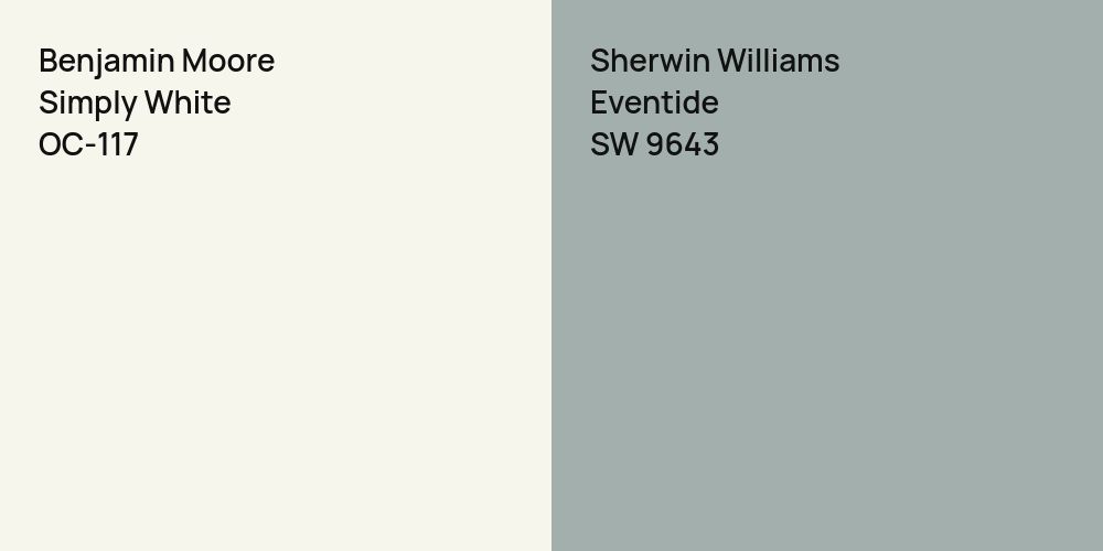 Benjamin Moore Simply White vs. Sherwin Williams Eventide