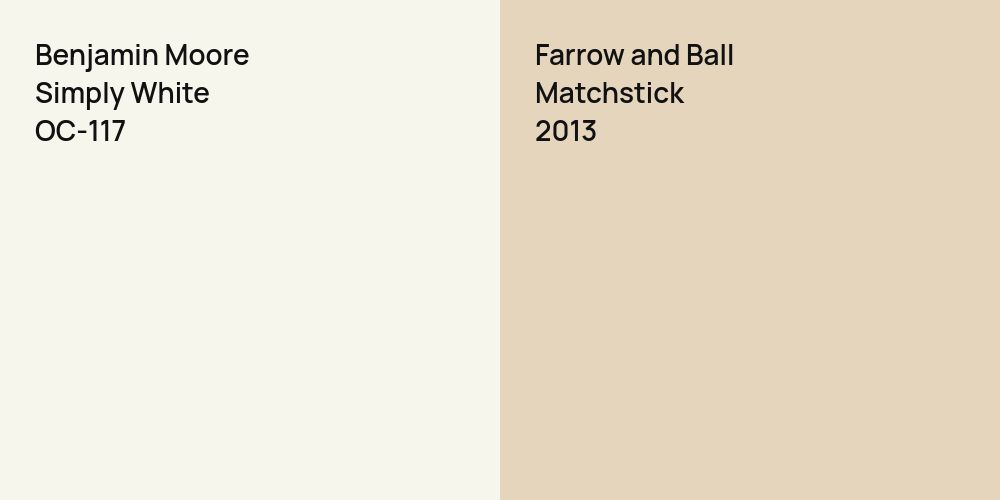 Benjamin Moore Simply White vs. Farrow and Ball Matchstick