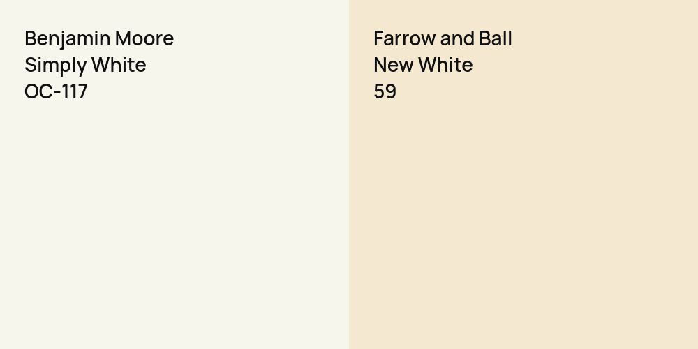 Benjamin Moore Simply White vs. Farrow and Ball New White