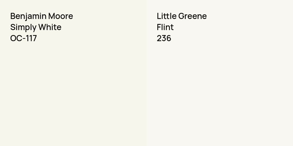 Benjamin Moore Simply White vs. Little Greene Flint