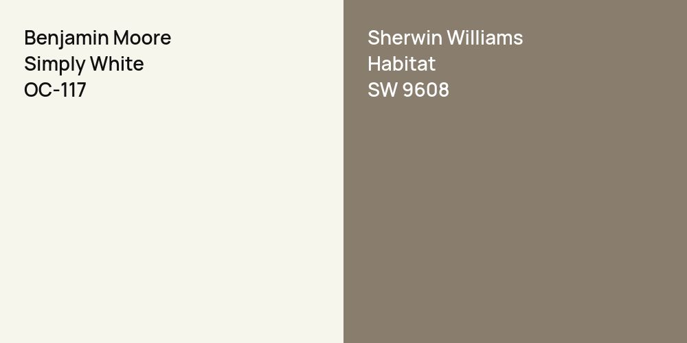 Benjamin Moore Simply White vs. Sherwin Williams Habitat