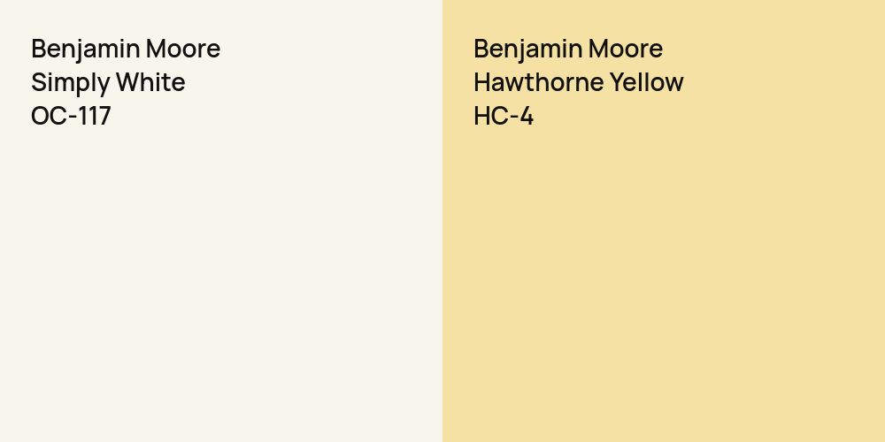 Benjamin Moore Simply White vs. Benjamin Moore Hawthorne Yellow