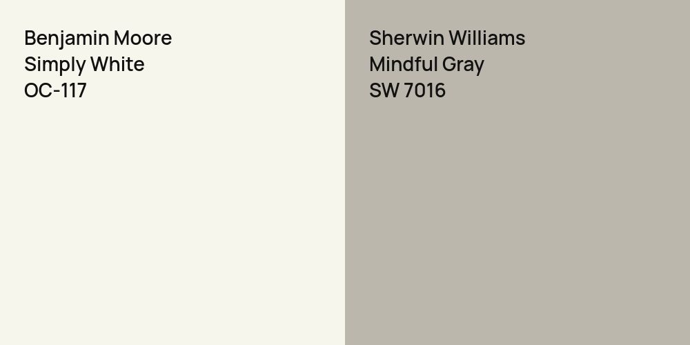 Benjamin Moore Simply White vs. Sherwin Williams Mindful Gray