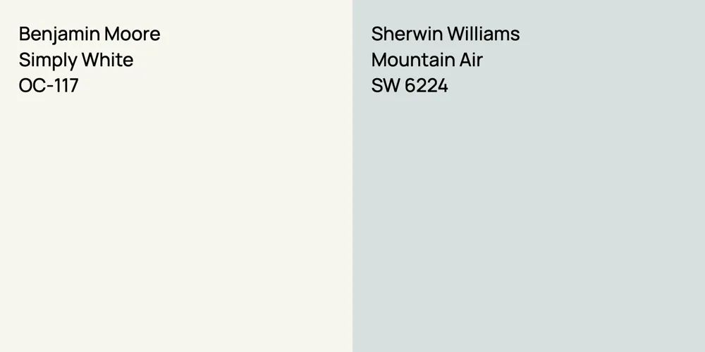 Benjamin Moore Simply White vs. Sherwin Williams Mountain Air