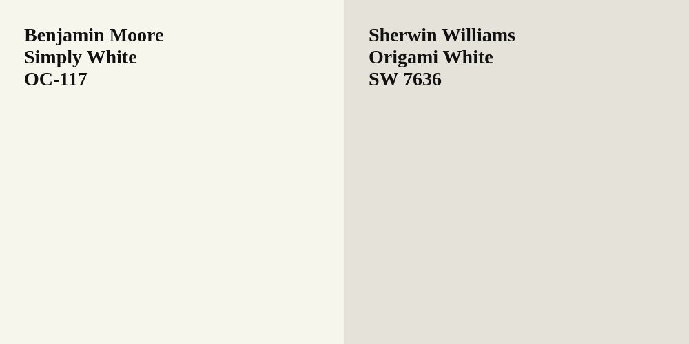 Benjamin Moore Simply White vs. Sherwin Williams Origami White