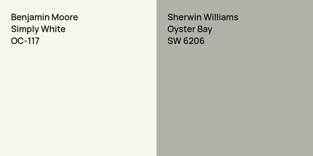 Benjamin Moore Simply White vs. Sherwin Williams Oyster Bay