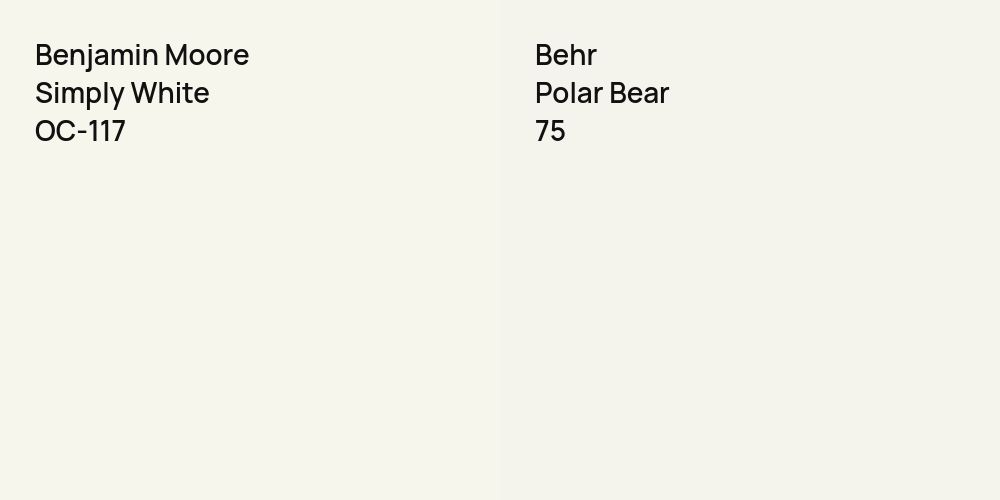 Benjamin Moore Simply White vs. Behr Polar Bear