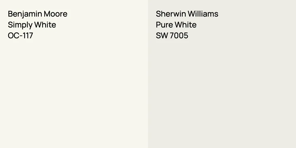 Benjamin Moore Simply White vs. Sherwin Williams Pure White