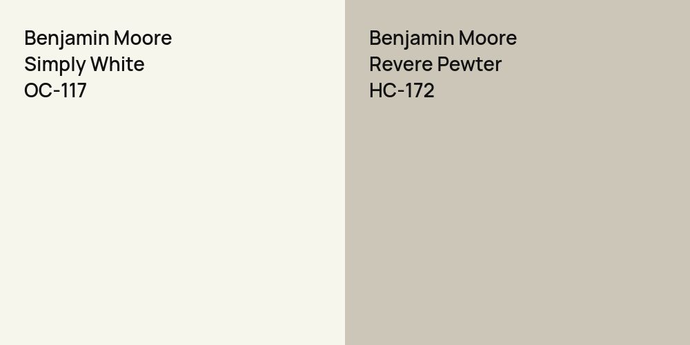 Benjamin Moore Simply White vs. Benjamin Moore Revere Pewter