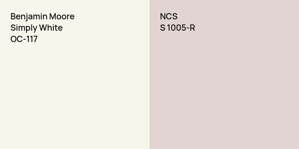 Benjamin Moore Simply White vs. NCS S 1005-R