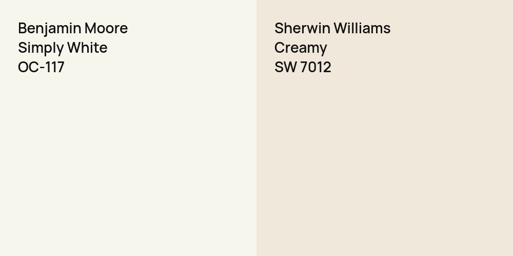 Benjamin Moore Simply White vs. Sherwin Williams Creamy