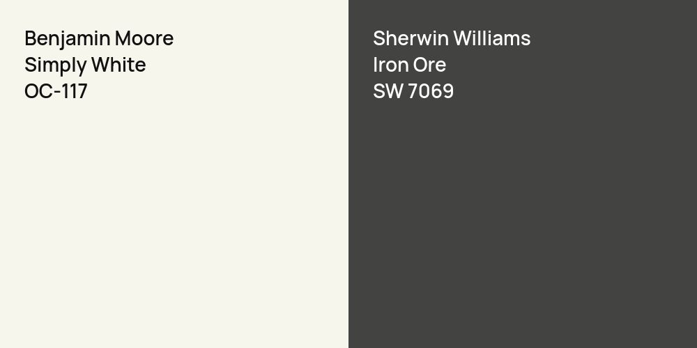 Benjamin Moore Simply White vs. Sherwin Williams Iron Ore