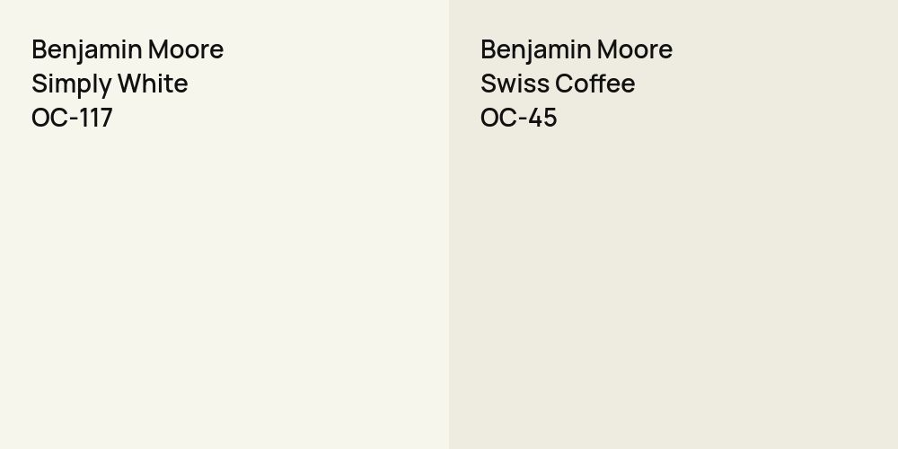 Benjamin Moore Simply White vs. Benjamin Moore Swiss Coffee