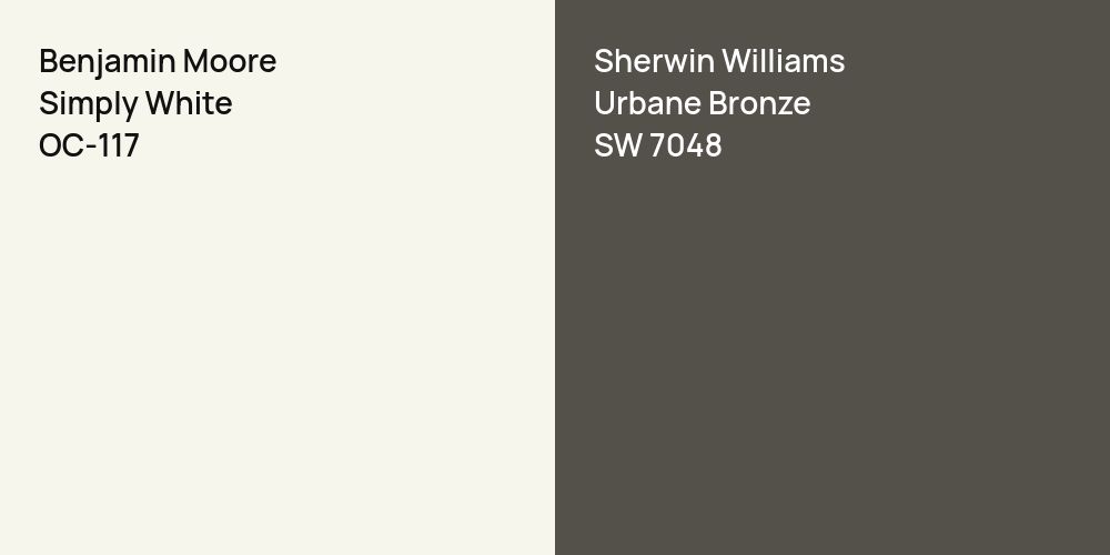 Benjamin Moore Simply White vs. Sherwin Williams Urbane Bronze