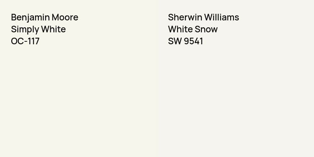 Benjamin Moore Simply White vs. Sherwin Williams White Snow