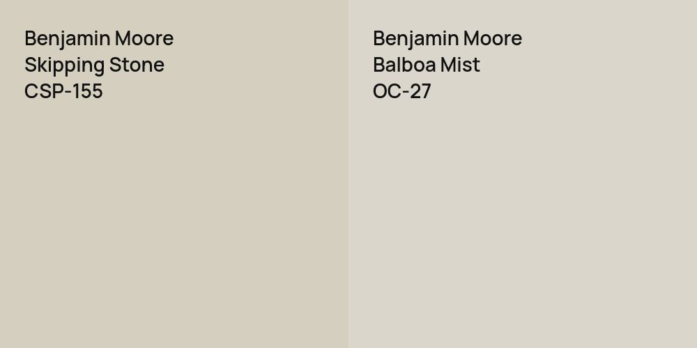 Benjamin Moore Skipping Stone vs. Benjamin Moore Balboa Mist