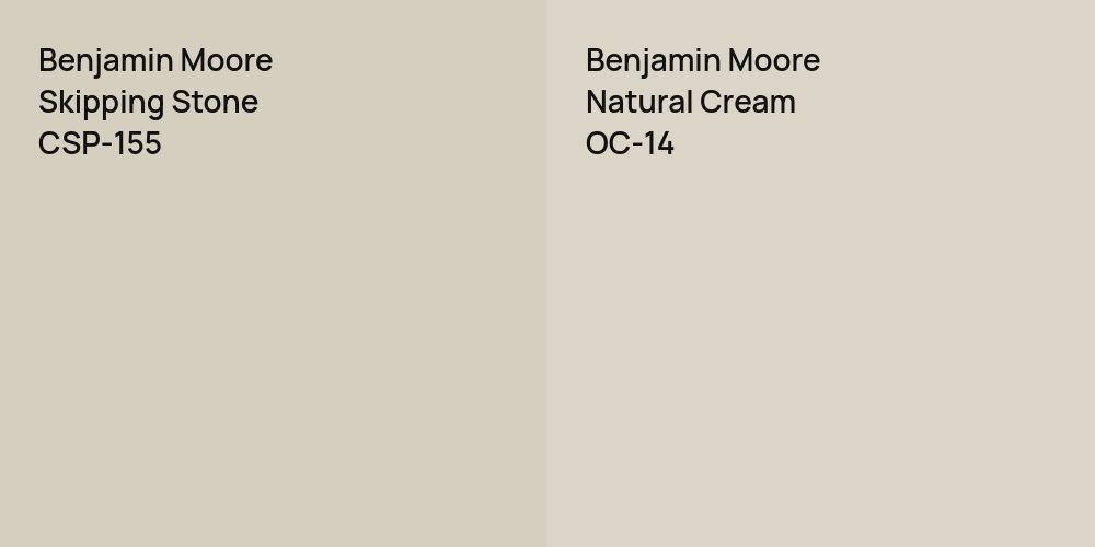 Benjamin Moore Skipping Stone vs. Benjamin Moore Natural Cream