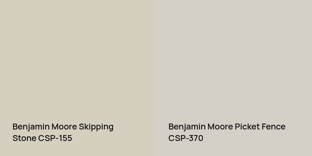 Benjamin Moore Skipping Stone vs. Benjamin Moore Picket Fence