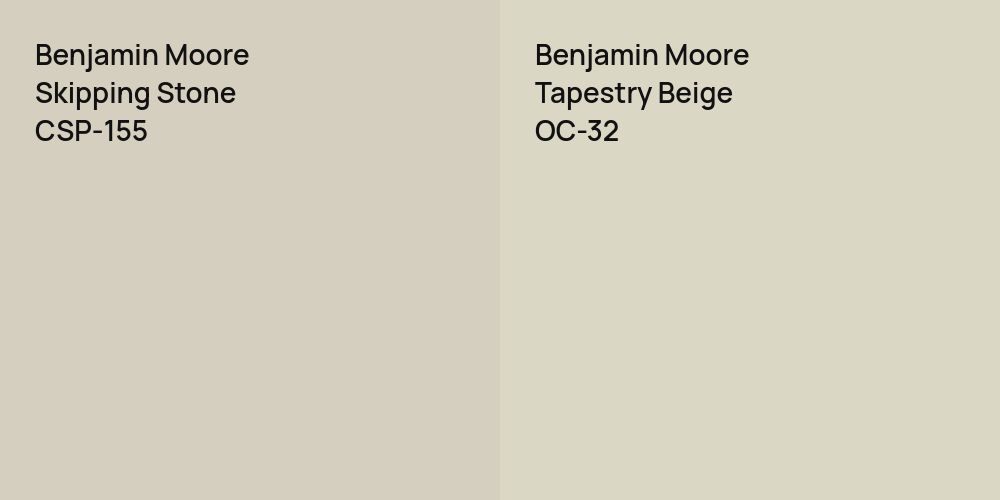 Benjamin Moore Skipping Stone vs. Benjamin Moore Tapestry Beige