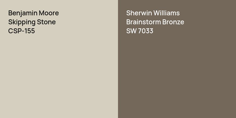 Benjamin Moore Skipping Stone vs. Sherwin Williams Brainstorm Bronze