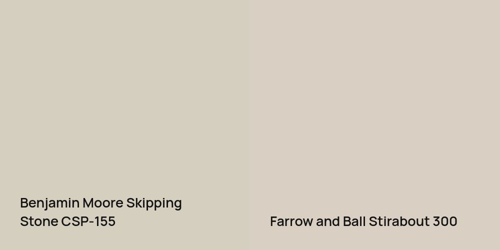 Benjamin Moore Skipping Stone vs. Farrow and Ball Stirabout