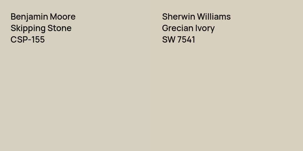 Benjamin Moore Skipping Stone vs. Sherwin Williams Grecian Ivory