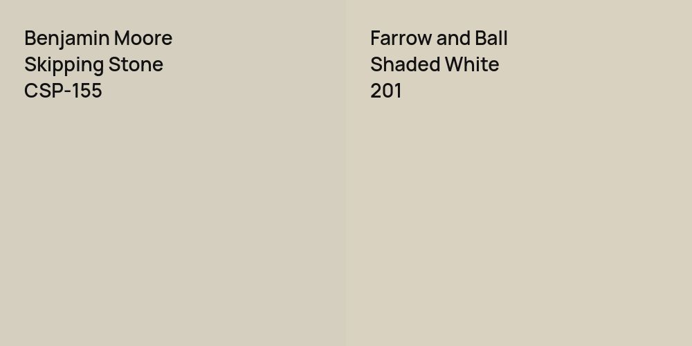 Benjamin Moore Skipping Stone vs. Farrow and Ball Shaded White