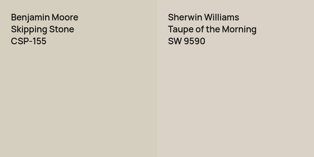 Benjamin Moore Skipping Stone vs. Sherwin Williams Taupe of the Morning