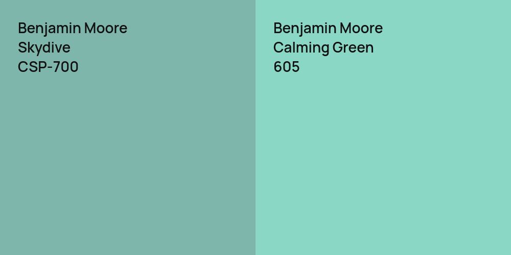 Benjamin Moore Skydive vs. Benjamin Moore Calming Green