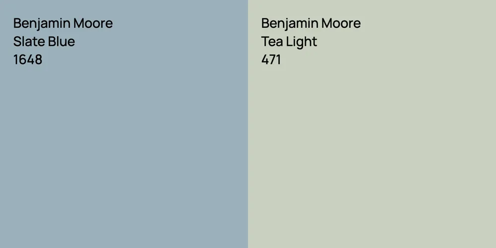 Benjamin Moore Slate Blue vs. Benjamin Moore Tea Light