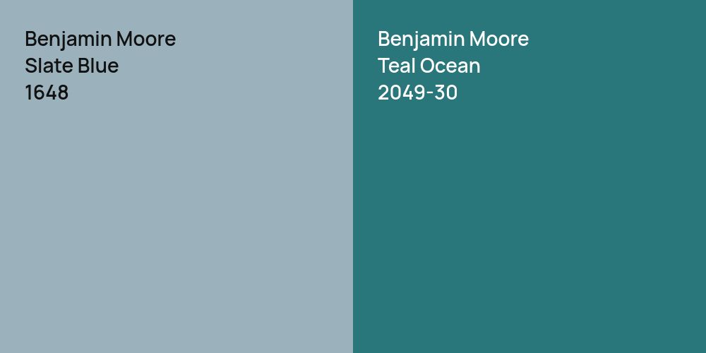 Benjamin Moore Slate Blue vs. Benjamin Moore Teal Ocean