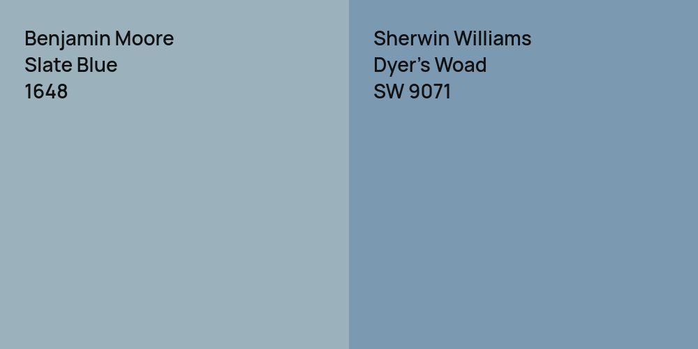 Benjamin Moore Slate Blue vs. Sherwin Williams Dyer's Woad