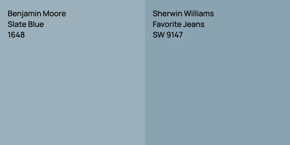 Benjamin Moore Slate Blue vs. Sherwin Williams Favorite Jeans