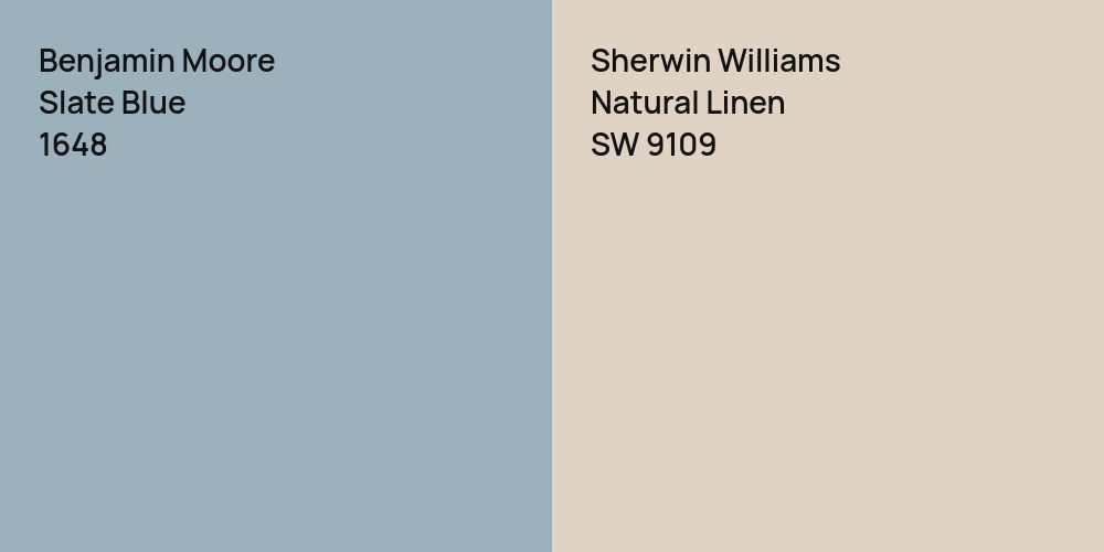 Benjamin Moore Slate Blue vs. Sherwin Williams Natural Linen