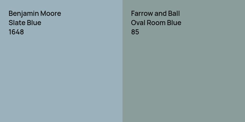 Benjamin Moore Slate Blue vs. Farrow and Ball Oval Room Blue