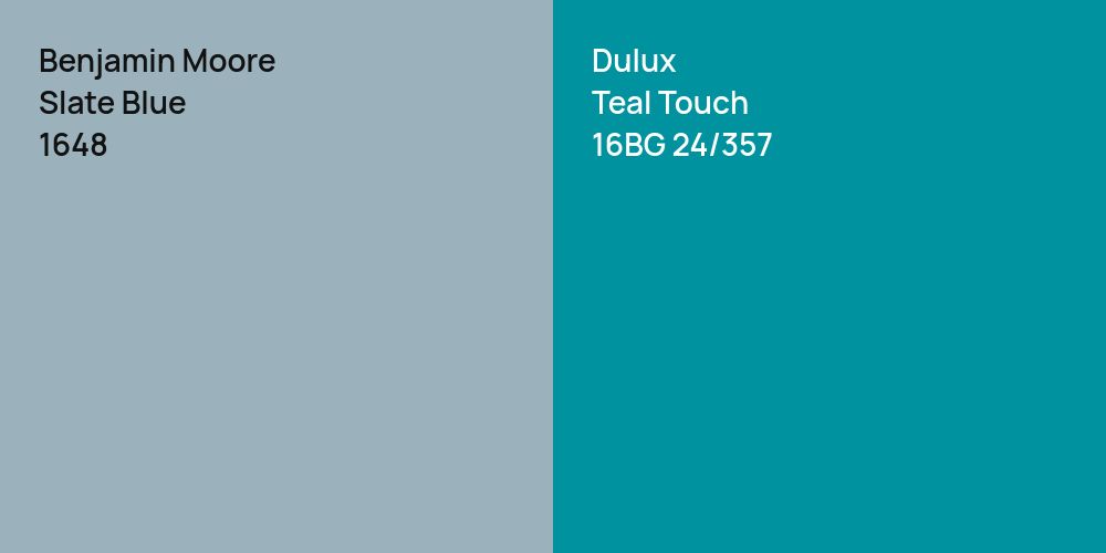 Benjamin Moore Slate Blue vs. Dulux Teal Touch