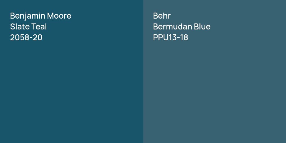 Benjamin Moore Slate Teal vs. Behr Bermudan Blue