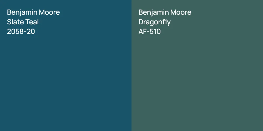 Benjamin Moore Slate Teal vs. Benjamin Moore Dragonfly