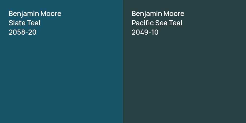 Benjamin Moore Slate Teal vs. Benjamin Moore Pacific Sea Teal