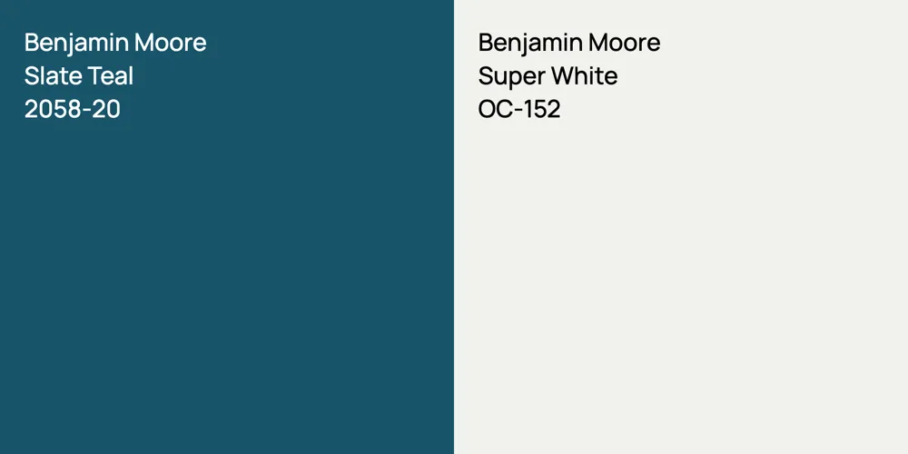 Benjamin Moore Slate Teal vs. Benjamin Moore Super White