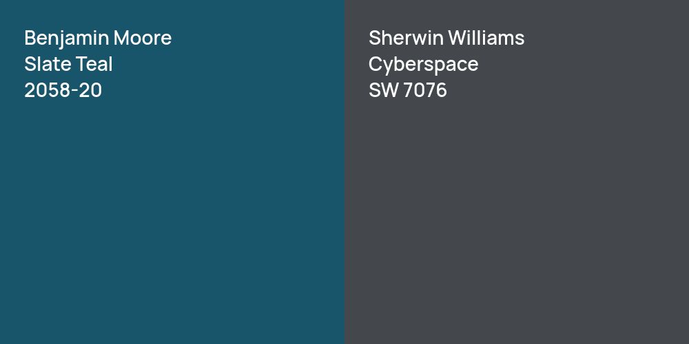 Benjamin Moore Slate Teal vs. Sherwin Williams Cyberspace