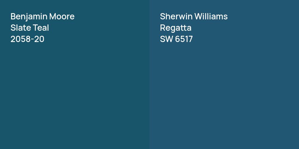 Benjamin Moore Slate Teal vs. Sherwin Williams Regatta