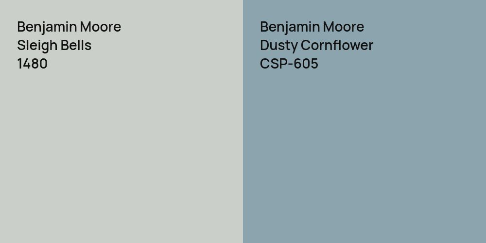 Benjamin Moore Sleigh Bells vs. Benjamin Moore Dusty Cornflower