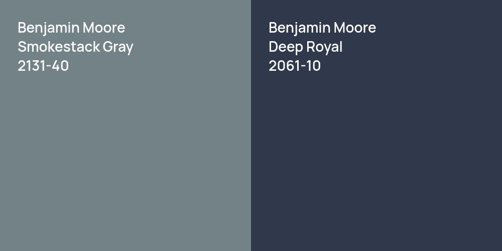 Benjamin Moore Smokestack Gray vs. Benjamin Moore Deep Royal