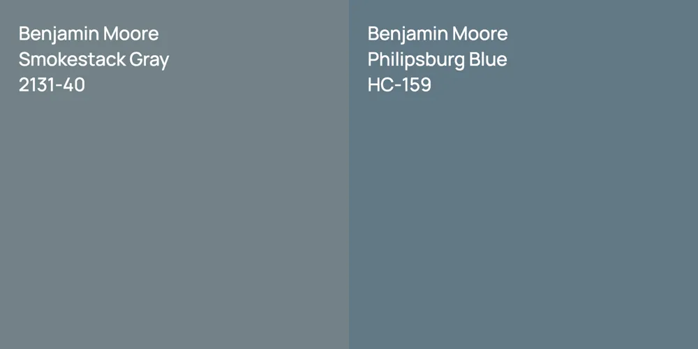 Benjamin Moore Smokestack Gray vs. Benjamin Moore Philipsburg Blue