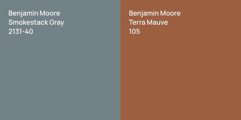 Benjamin Moore Smokestack Gray vs. Benjamin Moore Terra Mauve