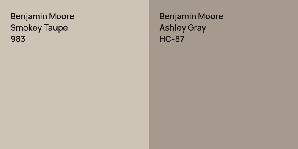 Benjamin Moore Smokey Taupe vs. Benjamin Moore Ashley Gray