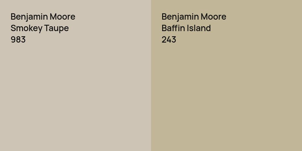 Benjamin Moore Smokey Taupe vs. Benjamin Moore Baffin Island